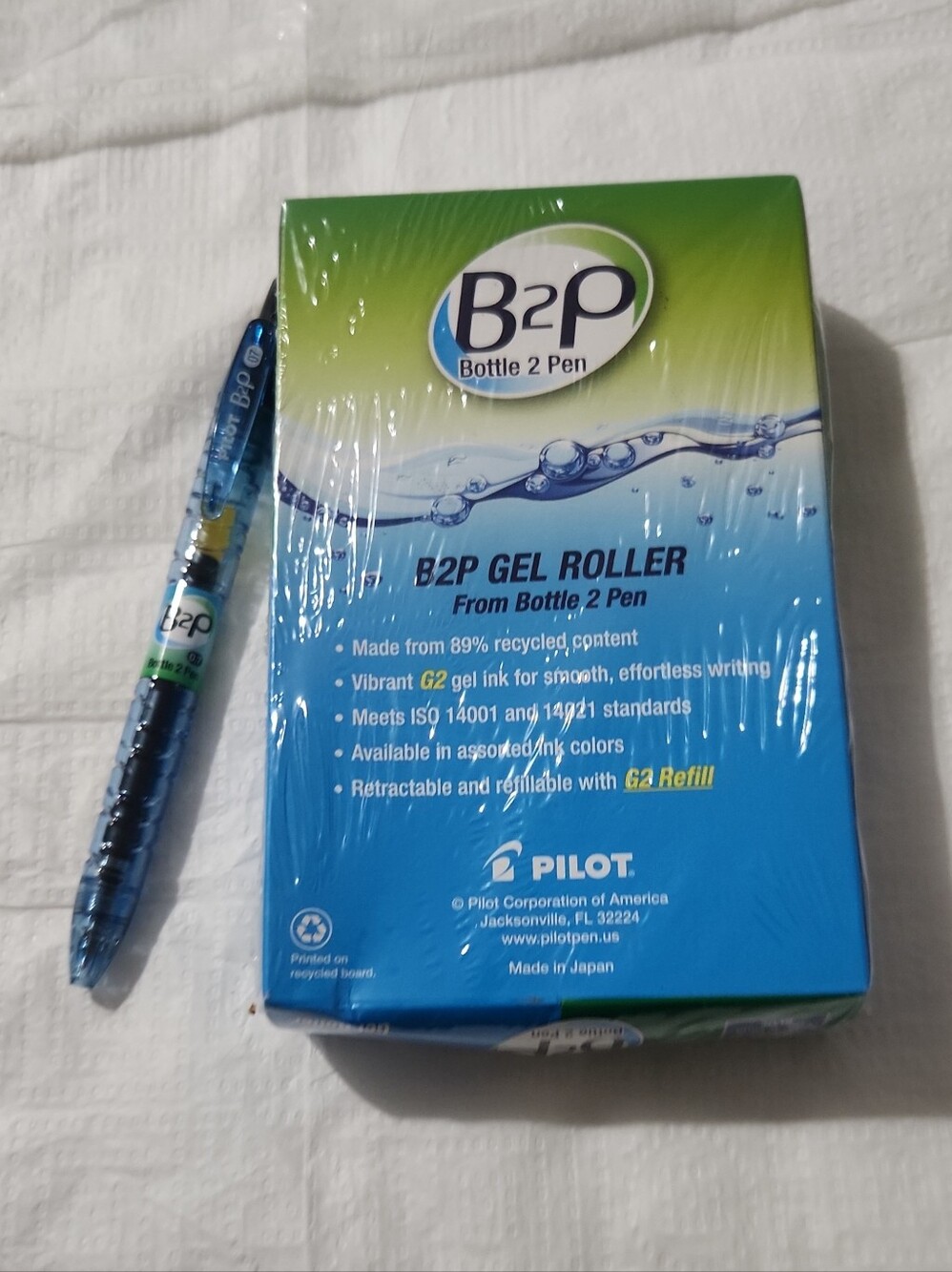 Pilot B2P Gel Roller Retractable Pen — Blue